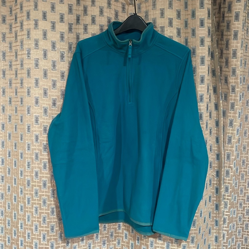 NEW WOMENS L.L.BEAN FEATHER FLEECE DEEP TEAL 1/4 ZIP X-LARGE